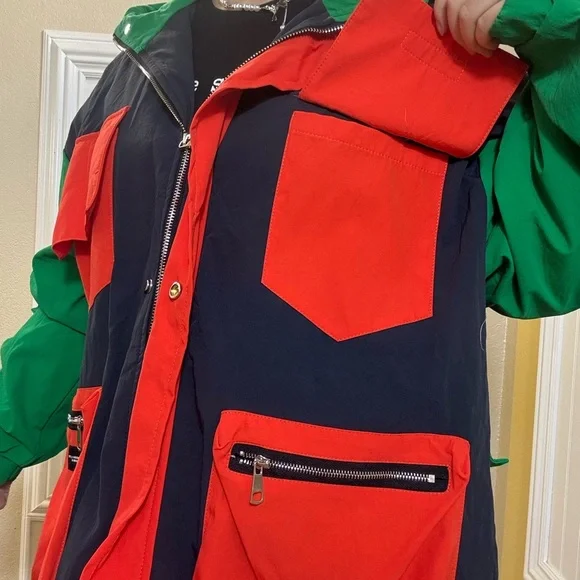 Vibrant Green and Orange Colorblock Jacket - Picture 9 of 9